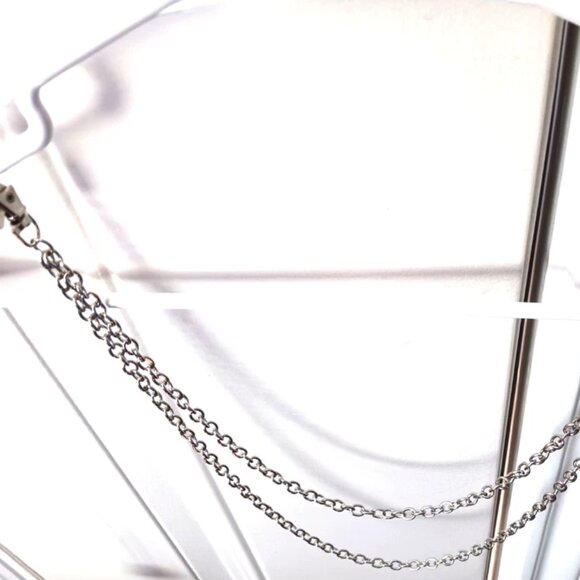 Double Layer  Pants Or Wallet Chain 19" Silver Tone - Picture 10 of 10